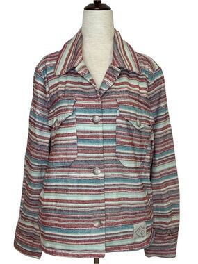 Rare Rabbit Running High Country Multicolor Striped Jacket Coastal Size Large